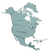 carte de l'Amérique du Nord et Caraïbes