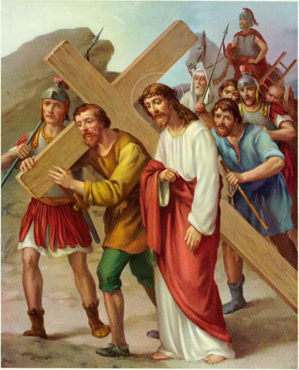 Simon de Cyrène aide Jésus