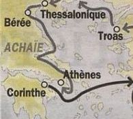Carte du 2e voyage - de Bérée à Athènes